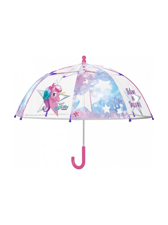 Rain Παιδική Ομπρέλα Μπαστούνι Special Unicorn Διάφανη με Διάμετρο 65εκ. (11585)