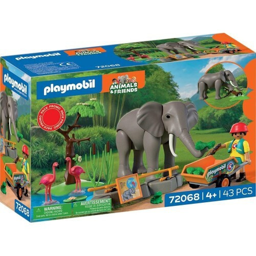 Playmobil Animals & Friends Φροντιστής Ζωολογικού Πάρκου Με Ελέφαντα Και Φλαμίνγκο για 4 ετών 72068