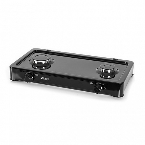 Zilan Διπλή Εστία Υγραερίου Εμαγιέ Μαύρη ZLN0025-BLK