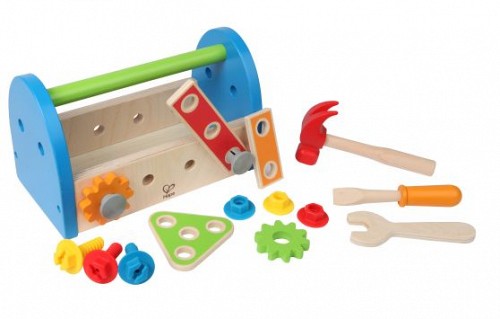 Hape Fix-It Tool Box (E3001) - Καλαθάκι Με Βίδες & Εργαλεία Που Τα Αποθηκεύει & Μεταφέρεται - 17τεμ.