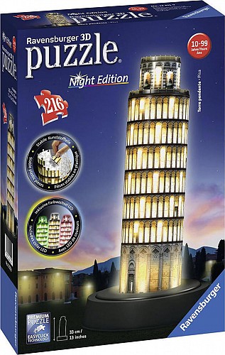 Ravensburger Παζλ 3D 216 Τεμάχια Πύργος Της Πίζας Νυχτερινή Έκδοση 12515