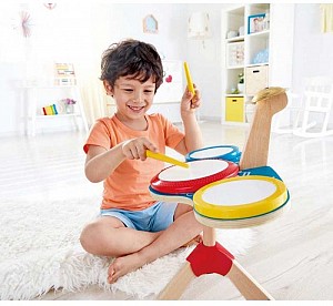 Hape Early Melodies Rock & Rhythm Band (E0613)- Σετ Τύμπανα Κρουστά - 3 Τεμ.