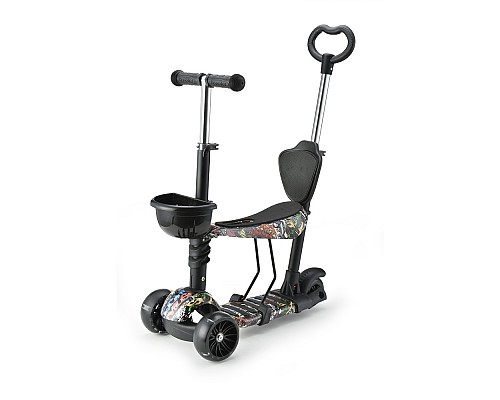 Πατίνι Scooter 3in1 Pixy Τρίτροχο με Κάθισμα και Λαβή Γονέα Black (3800146226060)