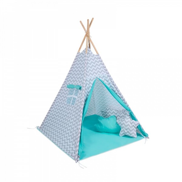 Baby Adventure Σκηνή Teepee Grey Wave Mint (BR75593)