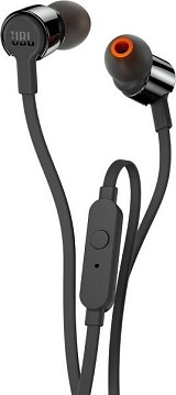 JBL T110 BLACK In-Ear Headphones + JBL Pure Bass Sound + Single button remote/mic (κλήσεις & μουσική με flat καλώδιο)