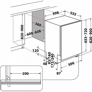 Whirlpool WIC 3C33 PFE Πλυντήριο Πιάτων Εντοιχιζόμενο 60cm
