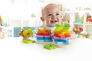 Hape Early Explorer Διπλή Ξύλινη Πυραμίδα Rainbow Stacker (E0406A)