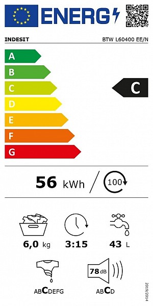 Indesit BTW L60400 EE/N Πλυντήριο Ρούχων Άνω Φόρτωσης 6kg
