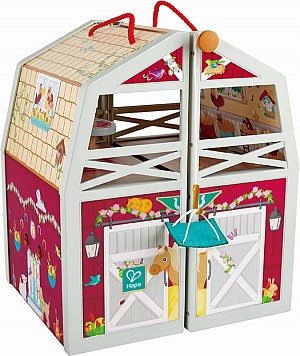 Hape Παιχνίδι Μινιατούρα Happy Family - Ξύλινος Στάβλος E3409A
