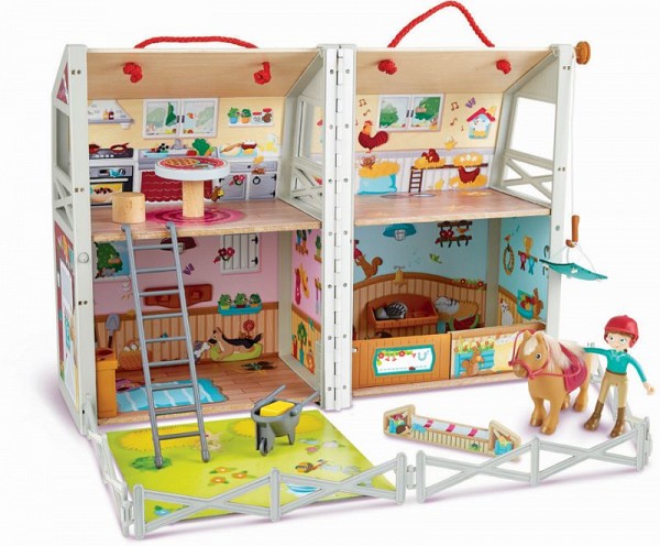 Hape Παιχνίδι Μινιατούρα Happy Family - Ξύλινος Στάβλος E3409A