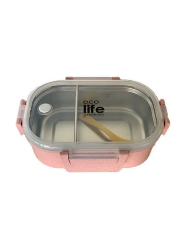 Ecolife Δοχείο Φαγητού Πλαστικό Light Pink Κατάλληλο για Φούρνο Μικροκυμάτων 900ml 33-BO-9073