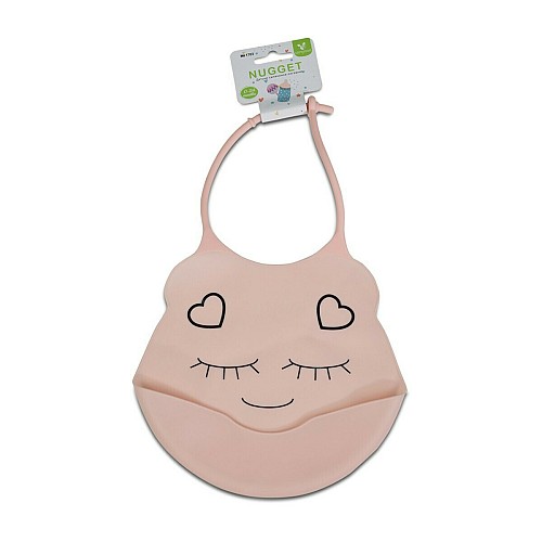 Cangaroo Αδιάβροχη Σαλιάρα Σιλικόνης με Κουμπί Baby Bib Nugget με Τσέπη Pink 3800146266110