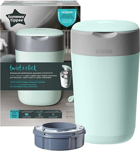 Tommee Tippee Κάδος Απόρριψης Πάνας Twist & Click, green με ΑΝΤΙΒΑΚΤΗΡΙΑΔΙΑΚΗ ΚΑΣΕΤΑ ΔΩΡΟ ΧΩΡΗΤΙΚΟΤΗΤΑΣ 85 ΠΑΝΩΝ (85102501)
