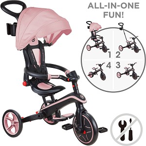 Globber Τρίκυκλο Trike Explorer Foldable 4 In 1 Pastel Pink (732-210)