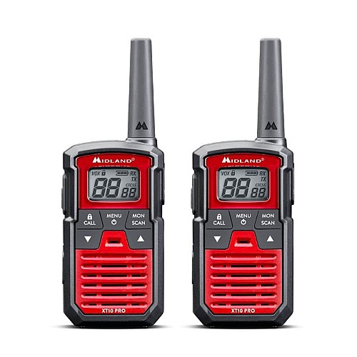 Midland XT10 Pro Ασύρματος Πομποδέκτης PMR με Μονόχρωμη Οθόνη Σετ 2τμχ Σε Κόκκινο Χρώμα