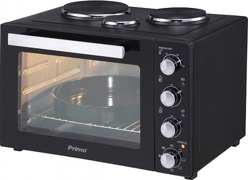 Ηλεκτρικό Φουρνάκι PREO-40253 Primo Με 3 Εστίες 50L Με λειτουργία αέρα Μαύρο