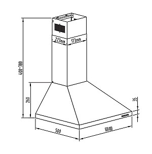 Gruppe Ombrello 90 Απορροφητήρας Καμινάδα 90cm Μαύρος