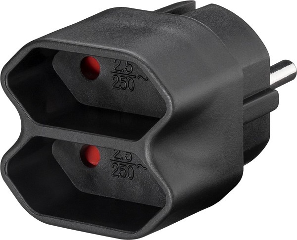 GOOBAY αντάπτορας ρεύματος 51002, 2x Euro, 230V 2.5A, μαύρος