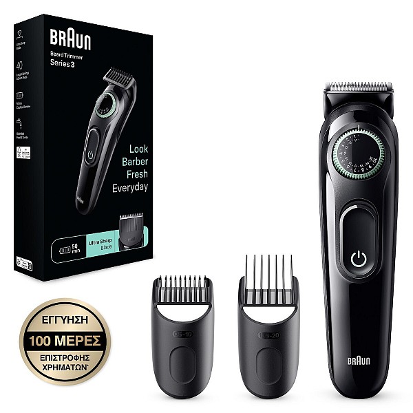 Braun Επαναφορτιζόμενη Κουρευτική Μηχανή κατάλληλη για μαλλιά, γένια και σώμα 3 BT3411