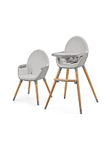 Kinderkraft Καρεκλάκι Φαγητού 2 in 1 με Ξύλινο Σκελετό & Ύφασμάτινο Κάθισμα Γκρι KHFINI02GRY0000
