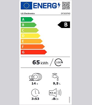 LG DF365FMS Ελεύθερο Πλυντήριο Πιάτων με Wi-Fi για 14 Σερβίτσια Π60xY85εκ. Μαύρο