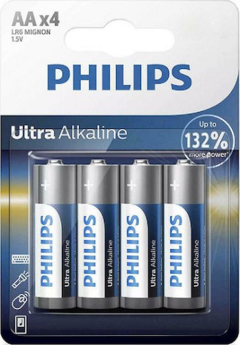 Philips LR6E4B/GRS Ultra αλκαλικές μπαταρίες Blister 4τμχ AA