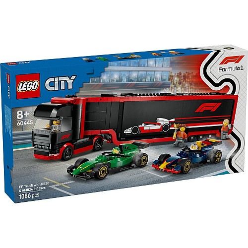 LEGO City F1 Truck With RB20 & AMR24 F1 Cars 60445