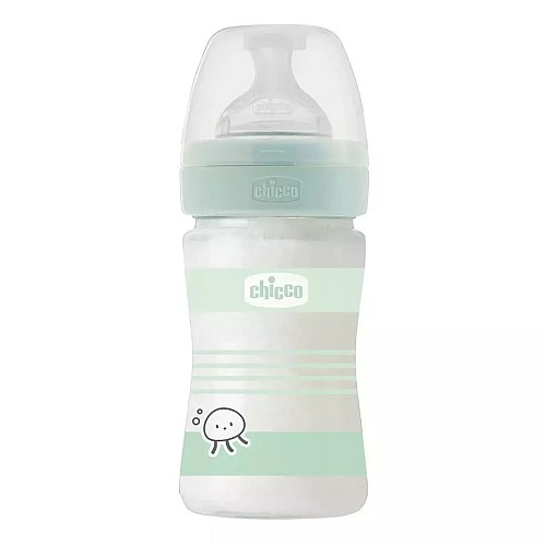 Chicco Γυάλινο Μπιμπερό Well Being Κατά των Κολικών με Θηλή Σιλικόνης 150ml για 0+ μηνών A50-28711-31