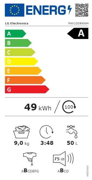 LG F4X1009NWH Πλυντήριο Ρούχων 9kg με Ατμό 1400 Στροφών
