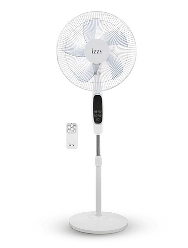 Izzy IZ-9042 224422 Λευκός Ανεμιστήρας με Ορθοστάτη με Τηλεχειριστήριο White