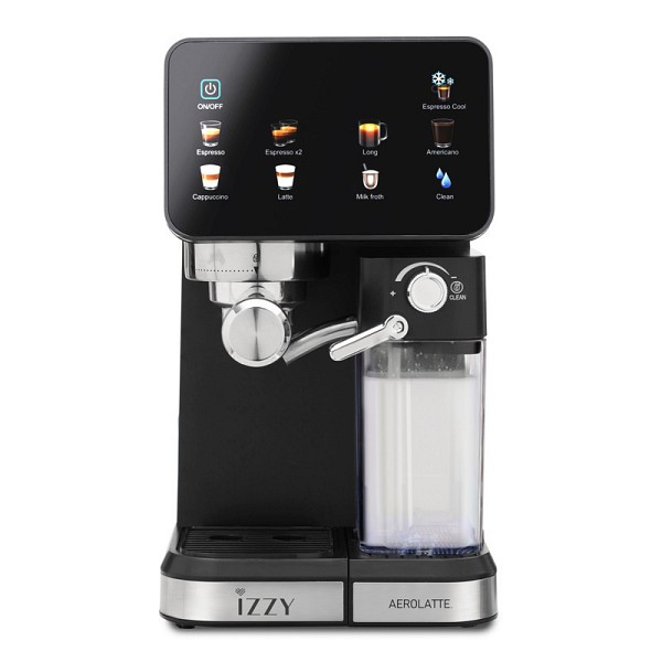 Izzy IZ-6020 Μηχανή Espresso 1450W Πίεσης 20bar για Cappuccino Μαύρη 224795