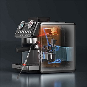 Rohnson Αυτόματη Μηχανή Espresso 2800W Πίεσης 20bar με Μύλο Άλεσης Ασημί R-98200