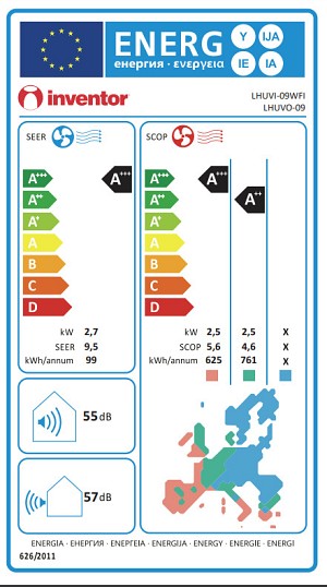 Inventor Leon (LHUV) Κλιματιστικό Inverter 9000 BTU A+++/A++ με WiFi και Τεχνολογία iA Plus LHUVI-09WFI/LHUVO-09