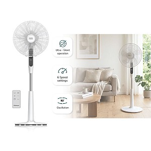 Rohnson Ανεμιστήρας Ορθοστάτης 56W Διαμέτρου 40cm με Τηλεχειριστήριο Λευκός R-8610