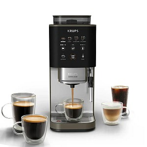 Krups Αυτόματη Μηχανή Espresso 1450W Πίεσης 15bar για Cappuccino με Μύλο Άλεσης Ασημί SA403BE0