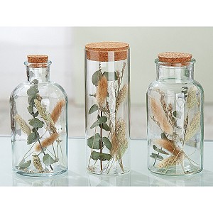 Διακοσμητικό ArteLibre Αποξηραμένο Λουλούδια Σε Δοχείο Διάφανο Γυαλί 8x17cm 05160289