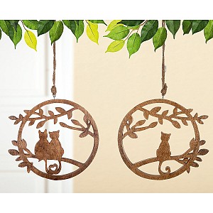 Διακοσμητικό Κρεμαστό ArteLibre Κύκλος Γάτες Φυσικό Ξύλο 1.5x27x47cm Σε 2 Σχέδια 05160333