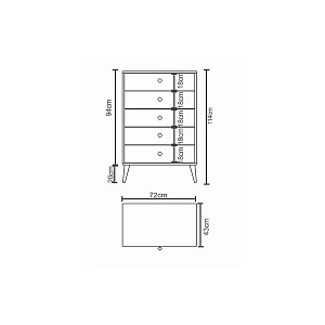 Συρταριέρα ArteLibre AMARI Λευκό Μοριοσανίδα 72x43x114cm 14870045