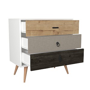 Συρταριέρα ArteLibre KIMOLOS Λευκό/Φυσικό/Καφέ 80x40x79cm 14410119
