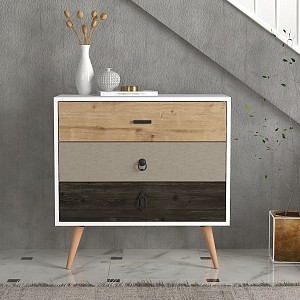 Συρταριέρα ArteLibre KIMOLOS Λευκό/Φυσικό/Καφέ 80x40x79cm 14410119