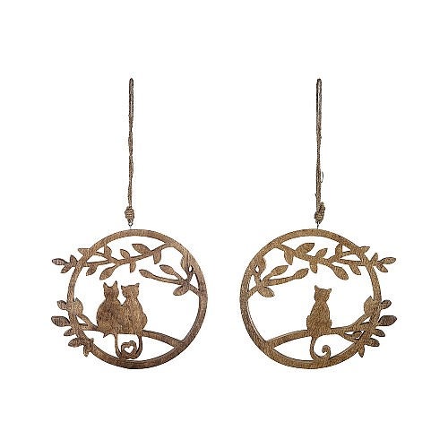 Διακοσμητικό Κρεμαστό ArteLibre Κύκλος Γάτες Φυσικό Ξύλο 1.5x27x47cm Σε 2 Σχέδια 05160333