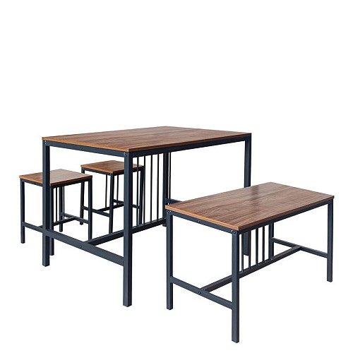 Σετ Τραπεζαρία (3+1) ArteLibre GOMTI Καφέ/Μαύρο MDF/Μελαμίνη 110x70x75cm 14370058