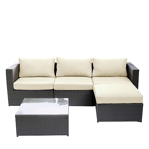 Σετ Σαλόνι Κήπου ArteLibre HAITI Σκούρο Γκρι Μέταλλο/Rattan 3θ. Καναπές+Τραπεζάκι+Υποπόδιο 14520010