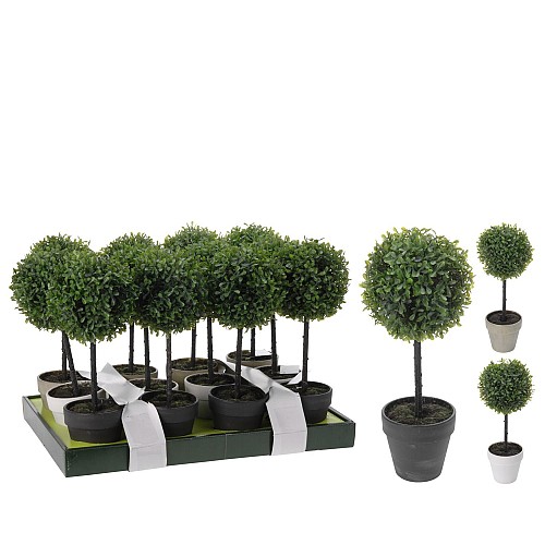 Φυτό Τεχνητό ArteLibre Μπάλα Θάμνος Μπόξους Σε Γλαστράκι 38cm Σε 3 Χρώματα 06350629