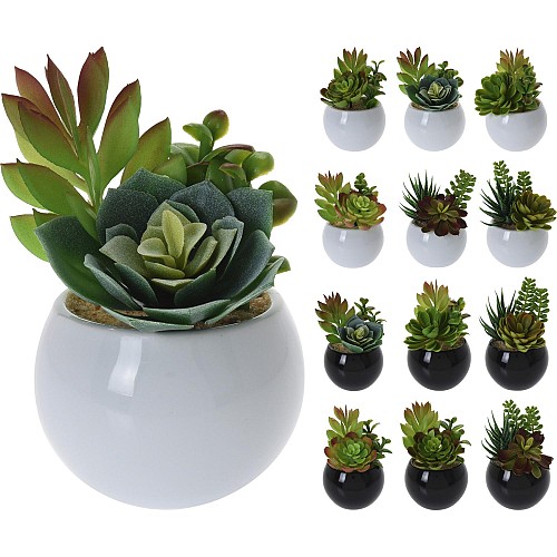 Φυτό Τεχνητό ArteLibre Σε Κεραμικό Γλάστρακι Λευκό ή Μαύρο Σε 12 Συνδυασμούς 06350677