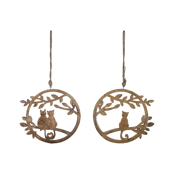 Διακοσμητικό Κρεμαστό ArteLibre Κύκλος Γάτες Φυσικό Ξύλο 1.5x27x47cm Σε 2 Σχέδια 05160333