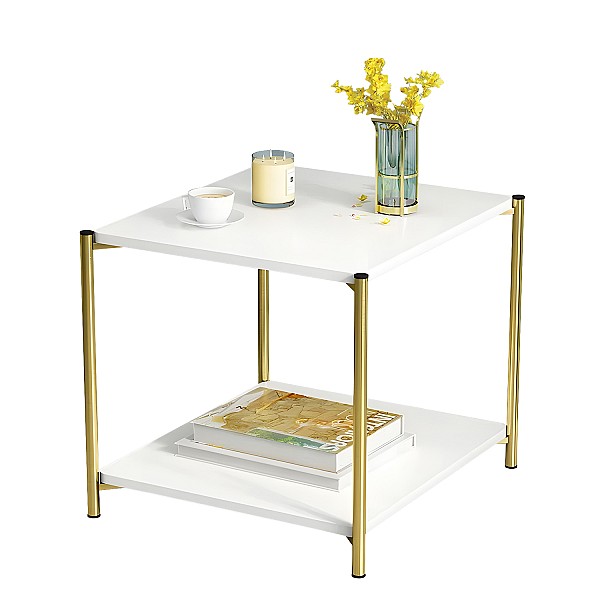 Τραπεζάκι Σαλονιού ArteLibre ARGUN Λευκό Με Όψη Μαρμάρου MDF/Μέταλλο 40x40x43cm 14370248