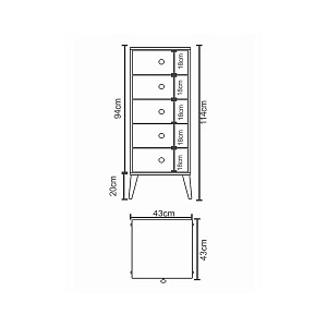 Συρταριέρα ArteLibre AMARI Δρυς Μοριοσανίδα 43x43x114cm 14870046
