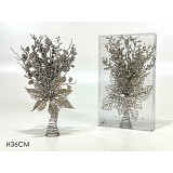 ArteLibre Κορυφή Δέντρου Λουλούδια Με Glitter Ασημί 36cm 06510943