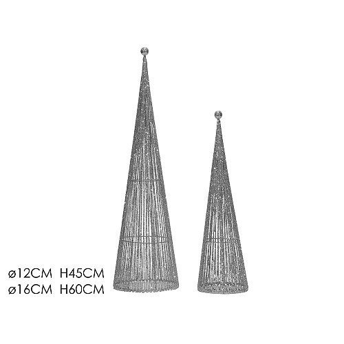 ArteLibre Δεντράκι Κώνος Ασημί Φ12x45/16x60cm Σετ 2Τμχ 06510729